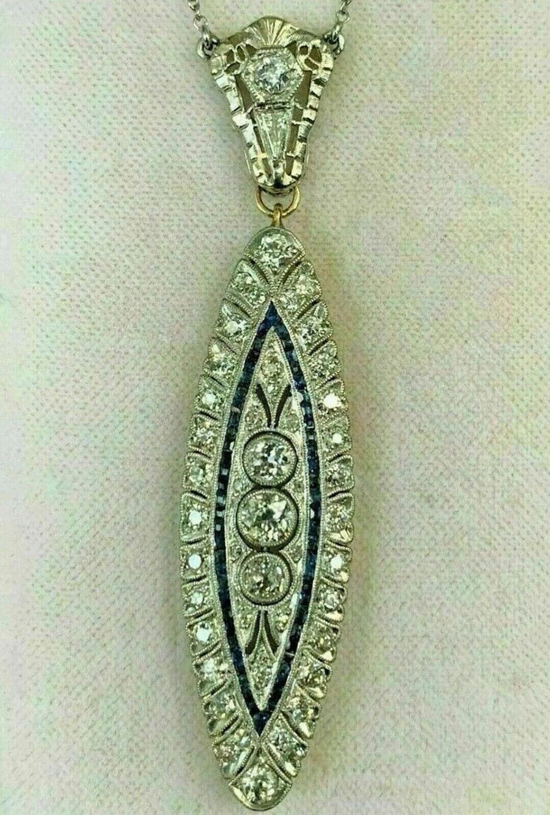2.7CT Round Cut Art Deco Style Lab Created Diamond 14k White Gold Plated Pendant