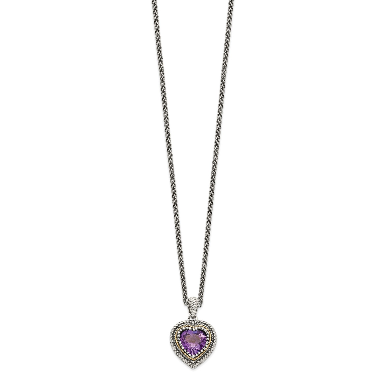 14K/Silver Two-Tone Sterling Silver w/ 14K Accent 18 in Antiqued Chain Necklace