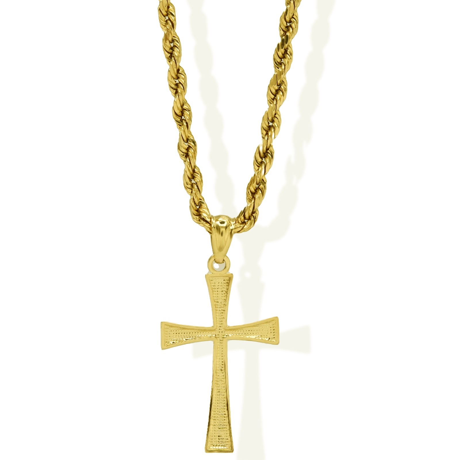 10k Yellow Gold Unisex Adults Cross Pendant Religious 0.5g Charm