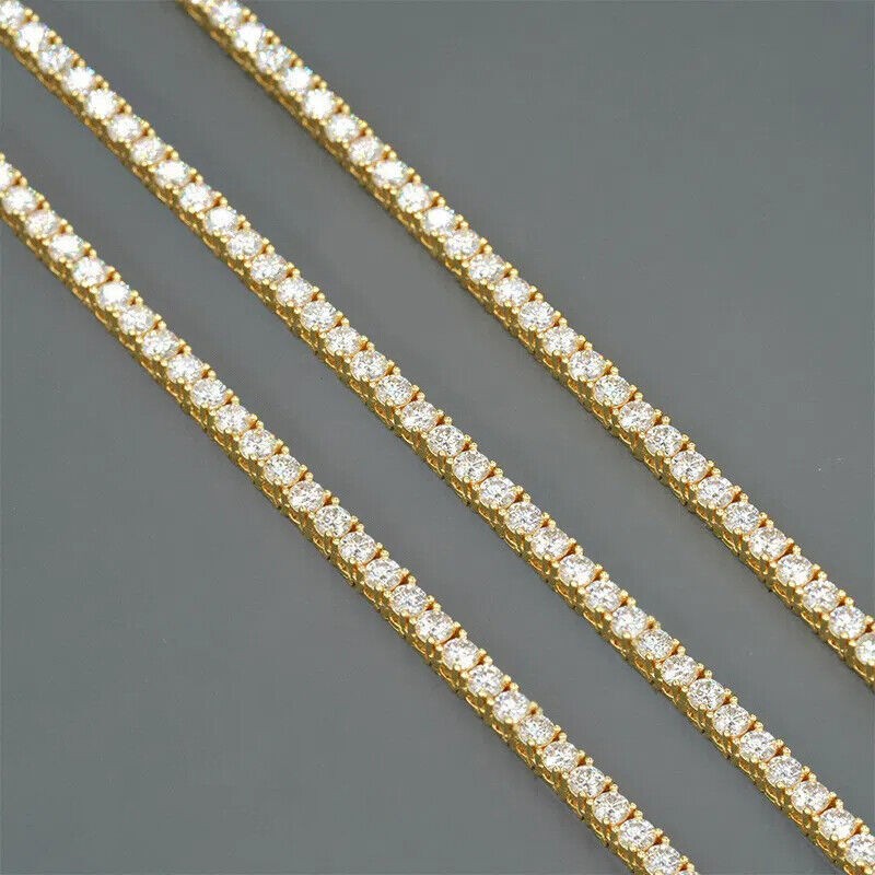 2-6.5mm 16-24″ VVS1 D Moissanite Tennis Chain Necklace 925 Silver Passes Tester