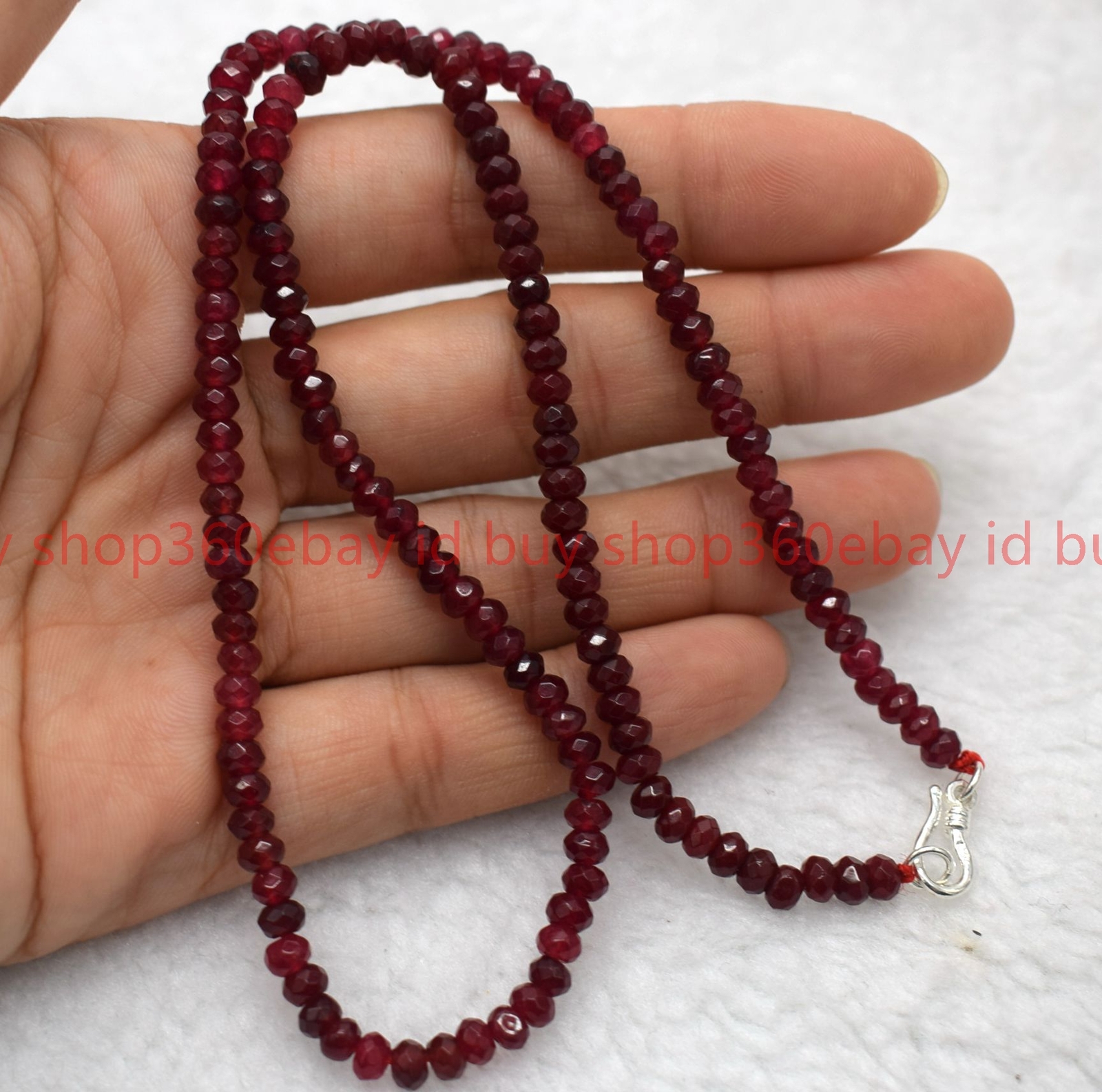 Natural Fashion 2x4mm Faceted Red Jade Rondelle Gemstone Beaded Necklace 16-28in