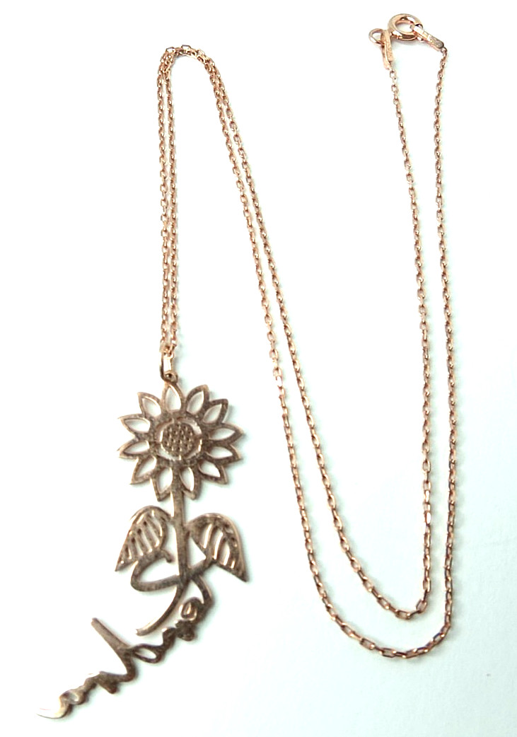 WOMENS SUNFLOWER KENDRA STERLING SILVER NECKLACE 18″ LONG