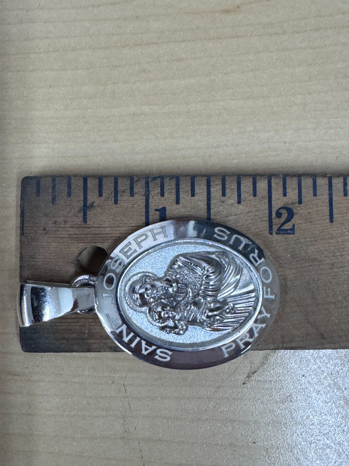 Saint Joseph “Pray For Us” Miraculous Metal 2 Inch Pendant 29 Grams 925