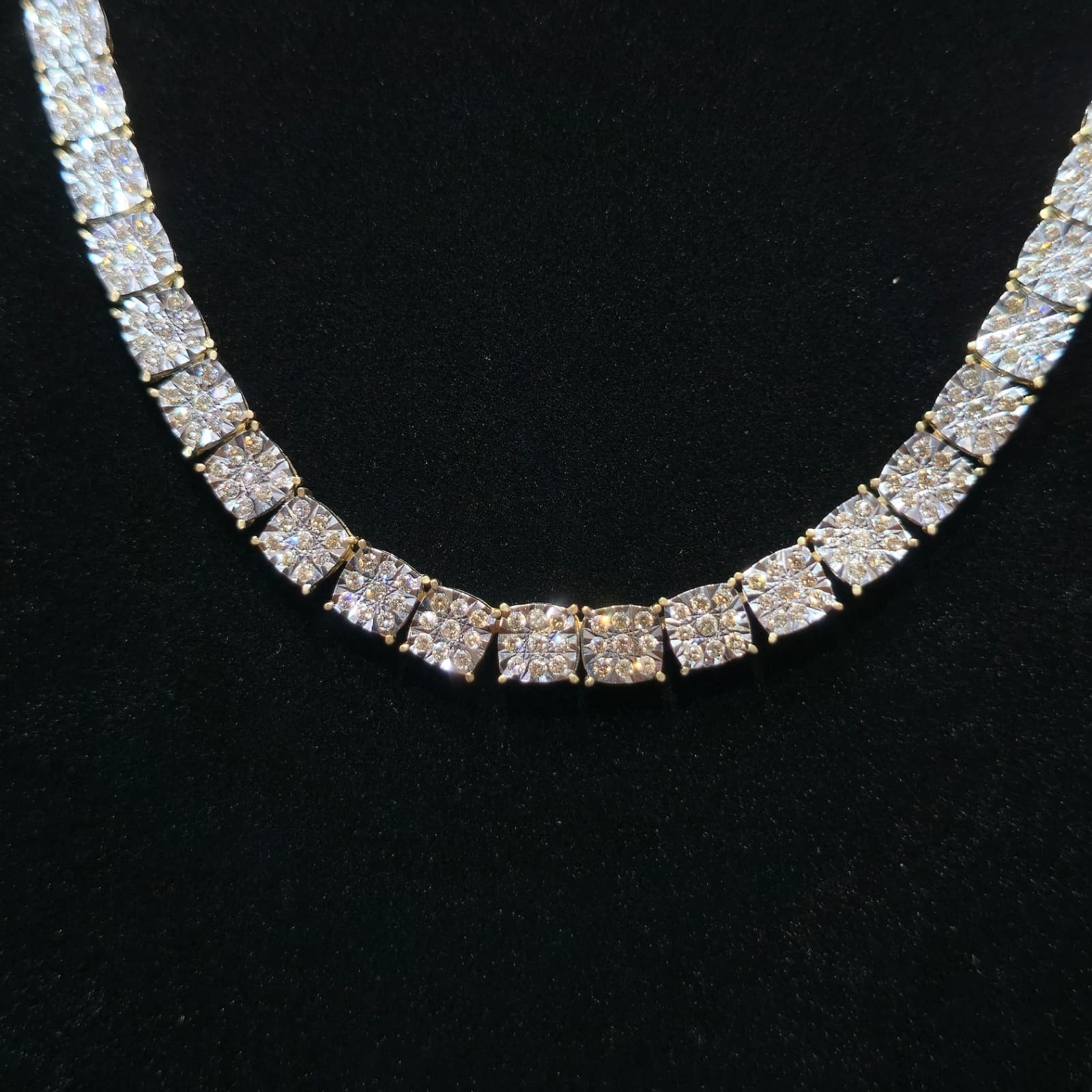 10K Yellow Gold Real Diamond Tennis Chain Necklace Mens 7.5 ctw 6.7mm 19″ GH SI