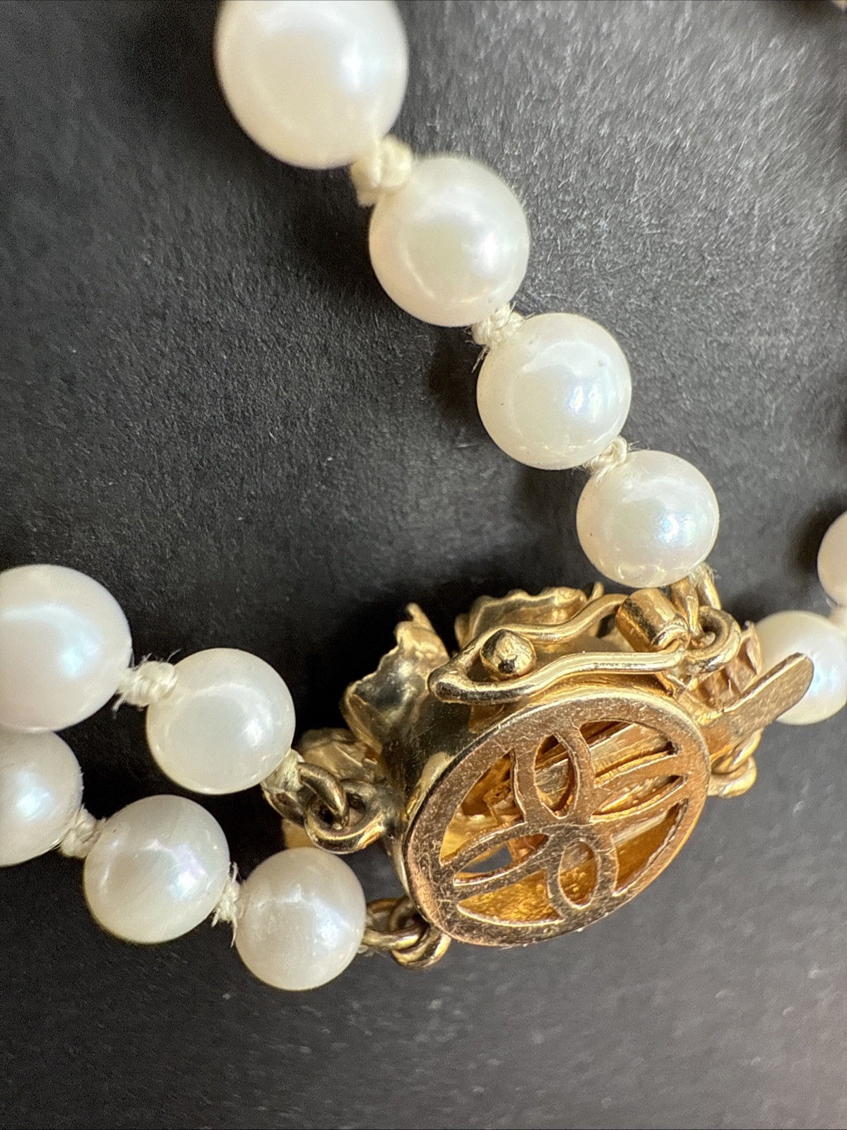 Double-strand cultured pearl necklace, clasp in 14K gold, Seaborne, Usa 20” J64