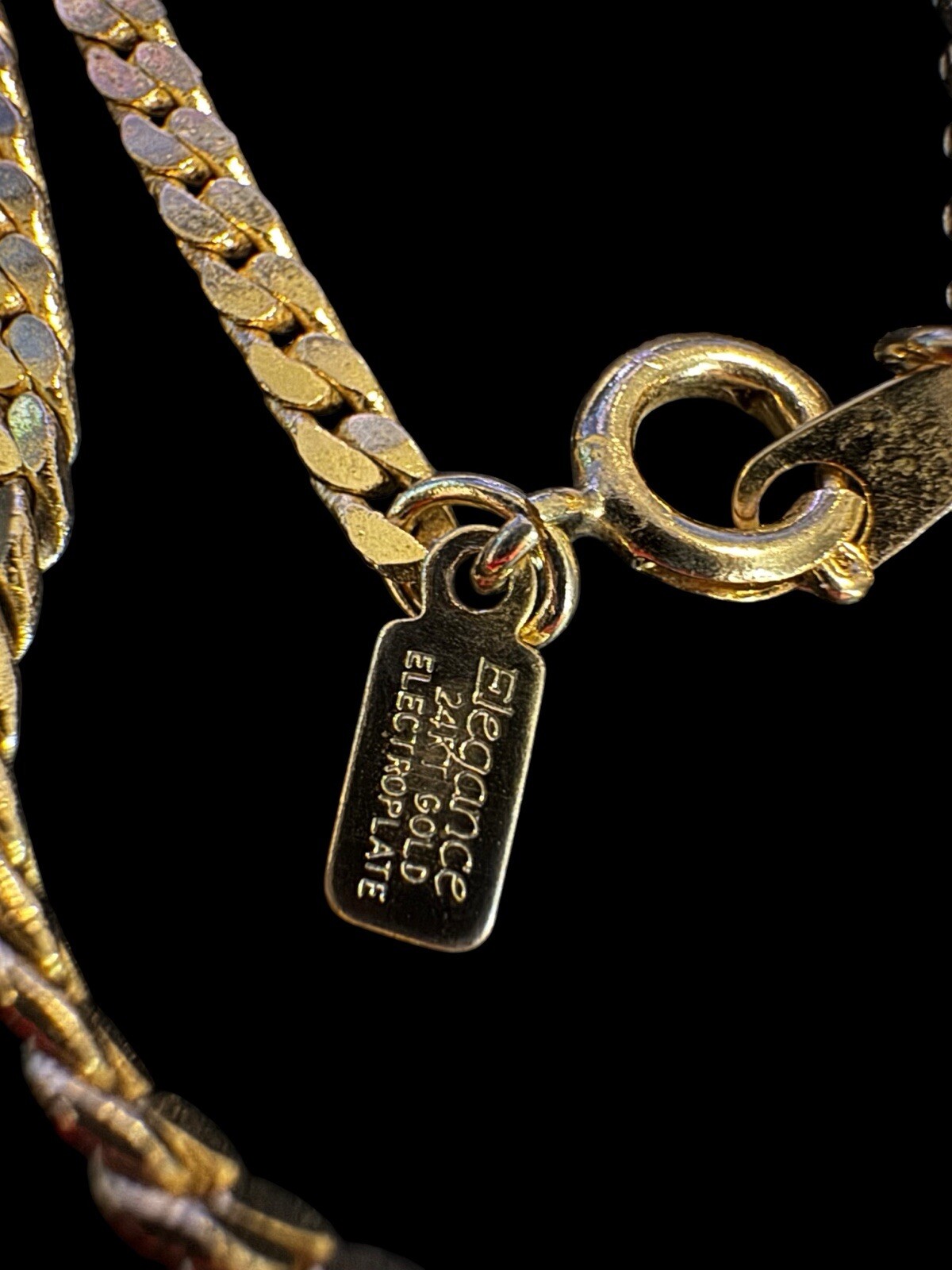 30″ 24k Gold Electroplate Necklace Link Weave Cuban Diamond Cut P9