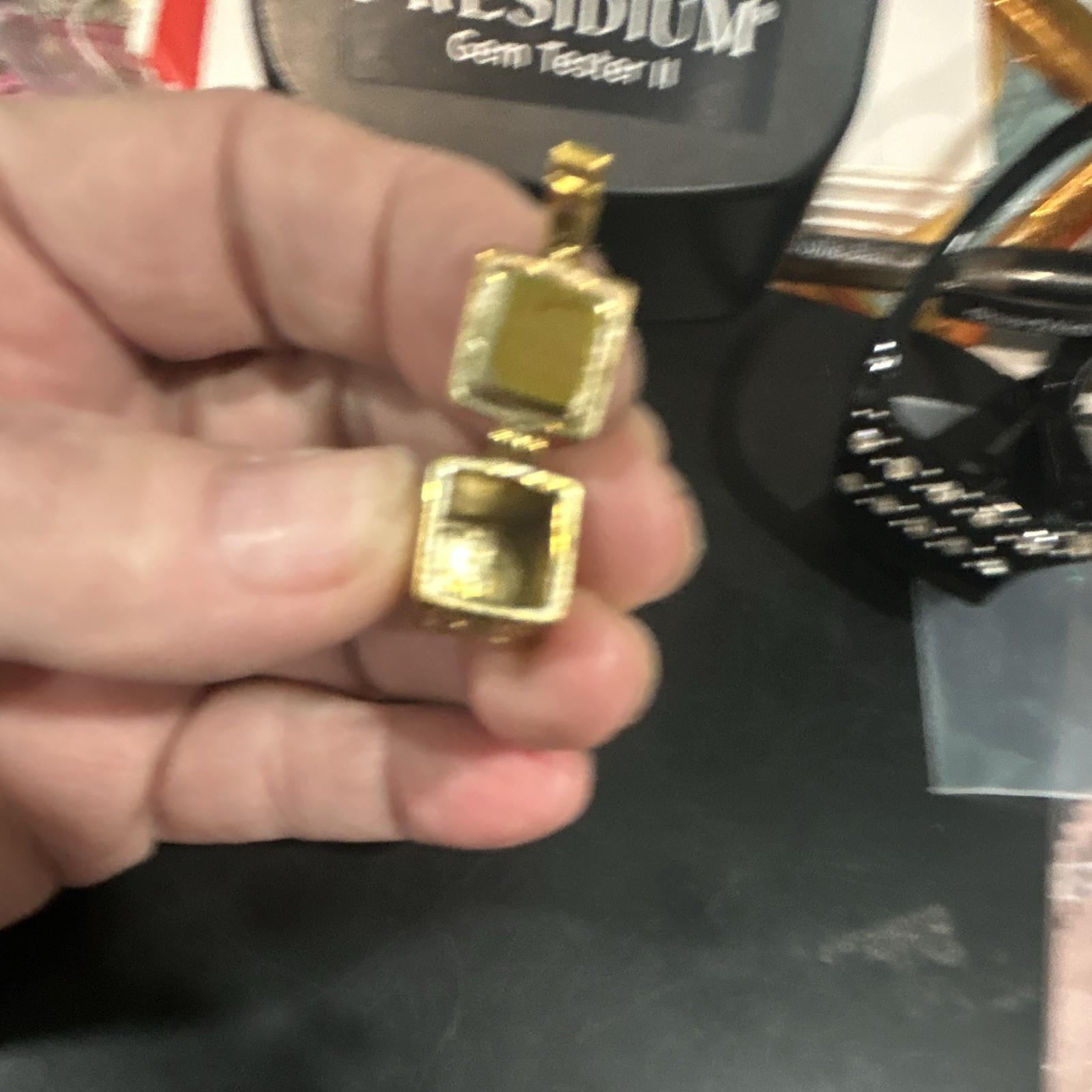 Multi-Tone Gold Square pray Locket Pendant Charm, Opens, No Stone