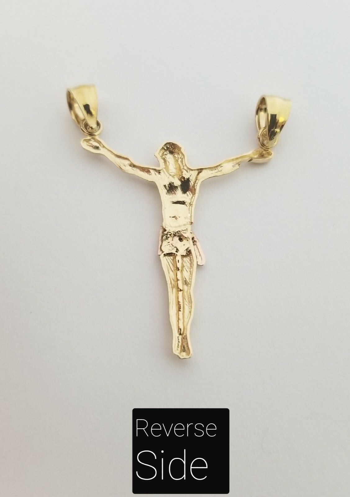 14K Real Yellow Rose Two Tone Gold Jesus Body Crucifix Cross Pendant
