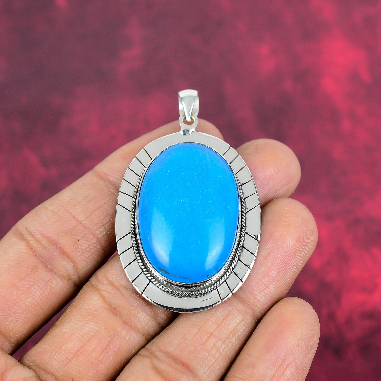 Sleeping Beauty Turquoise Gemstone Handmade 925 Sterling Silver Pendant Jewelry