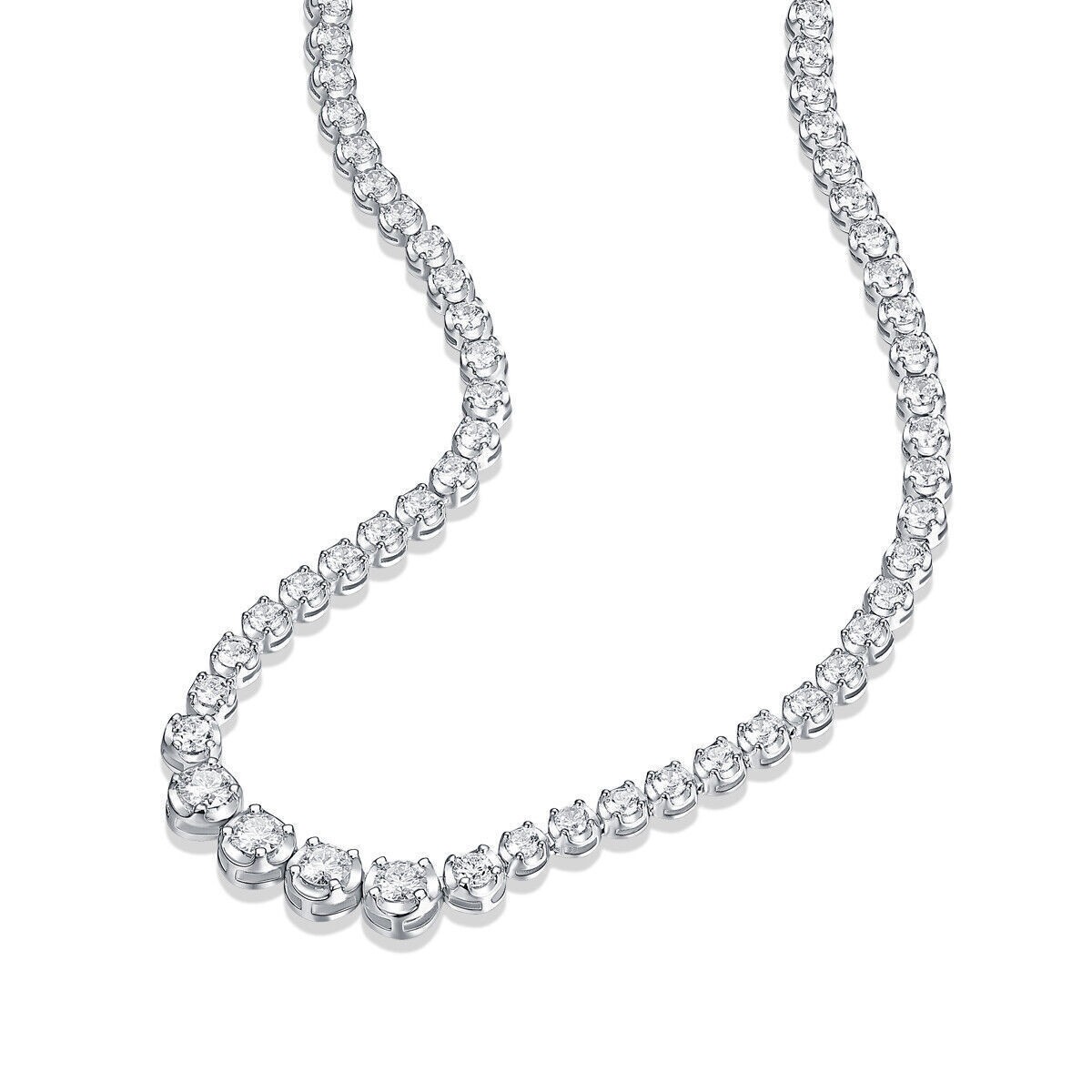 4MM D VVS1 LabCreated Moissanite Tennis Chain Necklace Women 925 Sterling Silver