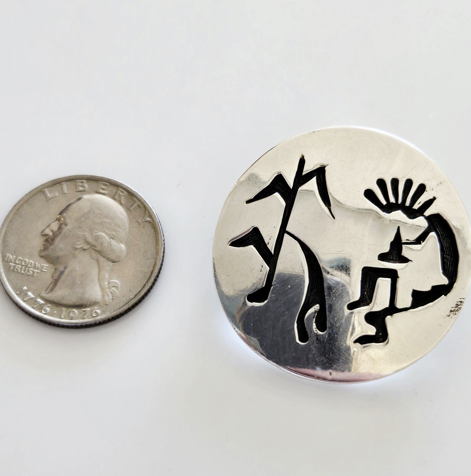 Excellent Condition DESIGNER Heavy Sterling TAXCO Kokopelli Pin Pendant