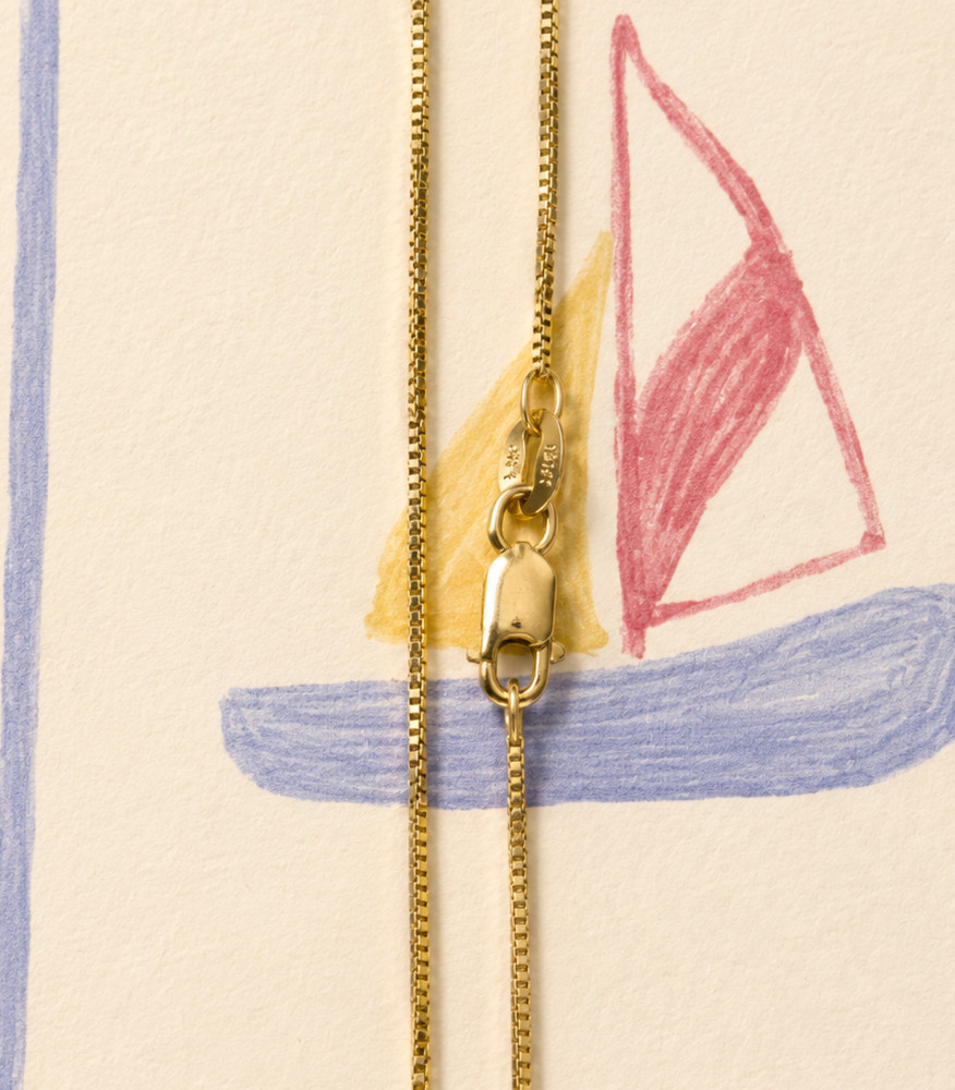 Real 14K Yellow Gold Box Chain Necklace 1mm 18in Lobster Clasp Men Women, Gift