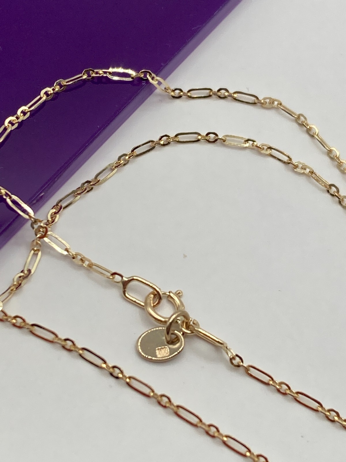 solid 10k gold paperclip Figaro chain 1.5mm necklace