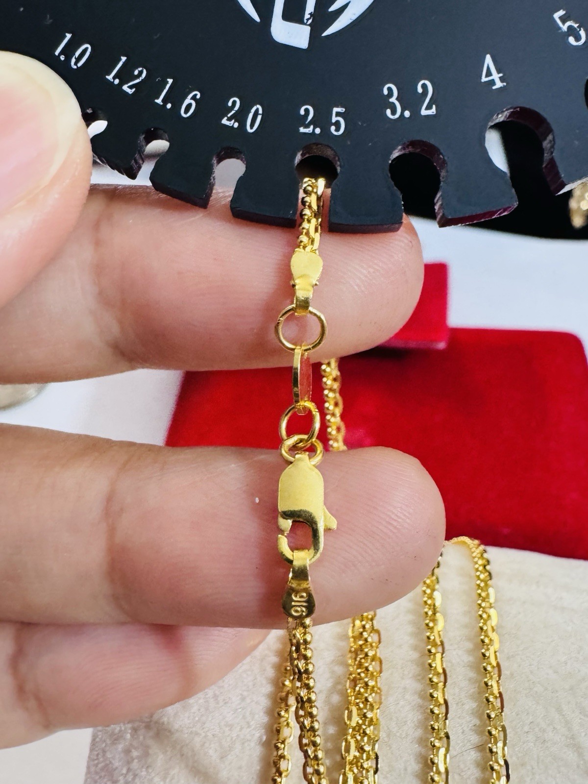 WOMENS 22K 22C 916 Real Gold 20” long Round Set Earrings Necklace 14.9g 2.2mm