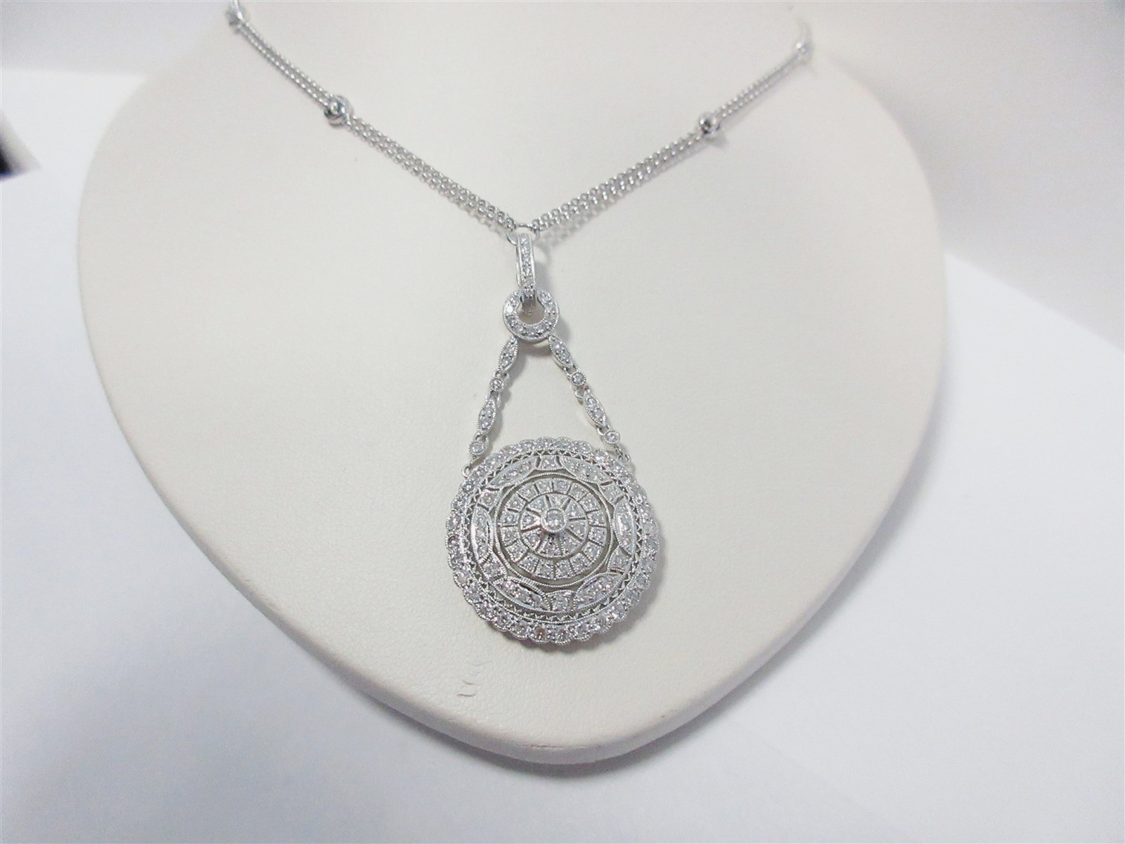 18k White Gold Diamond Necklace Bride Gift Wife Enhancer Diamonds Chain 16″ N254