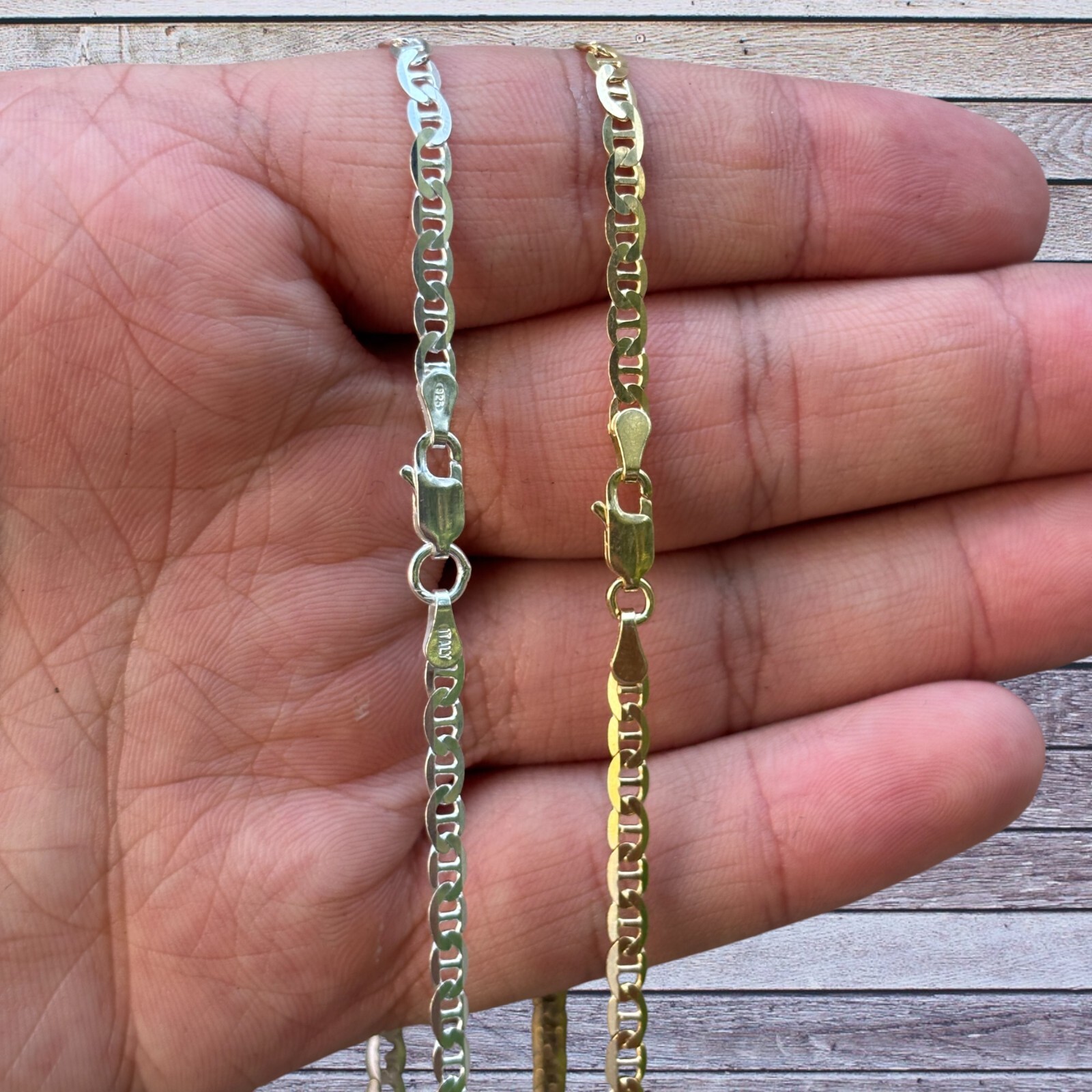 3mm Mariner Chain Necklace – Real Solid 925 Sterling Silver Or 14k Gold Vermeil