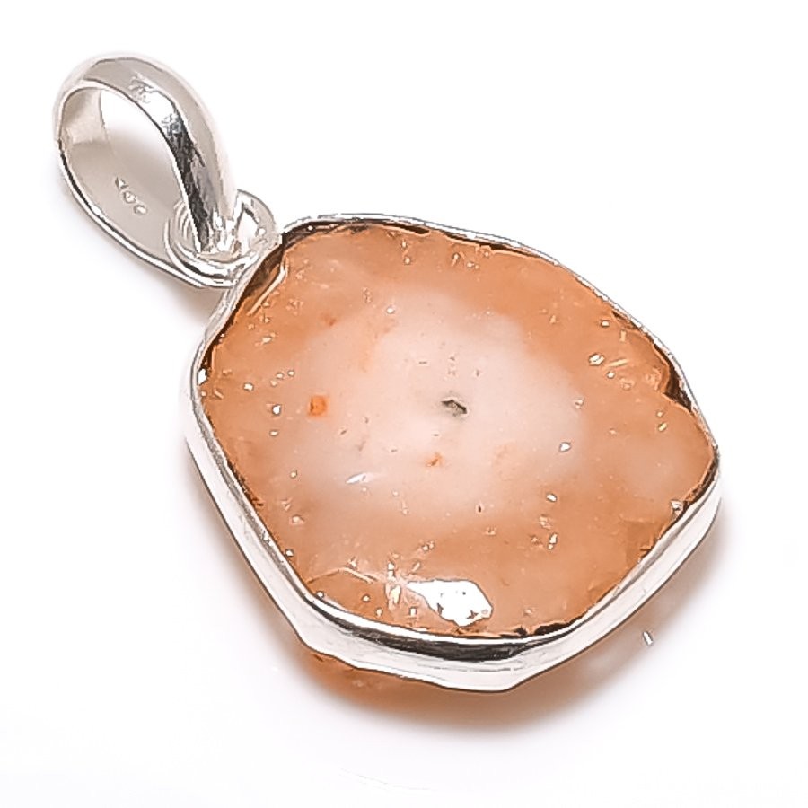 Orange Solar Quartz Gemstone 925 Sterling Silver Jewelry Pendant 1.22″ O631