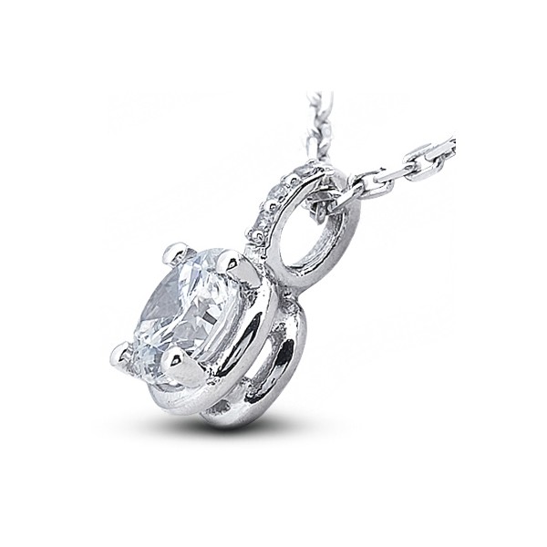 0.60ctw F/SI1 Round Cut Natural Certified Diamonds White Gold Classic Pendant