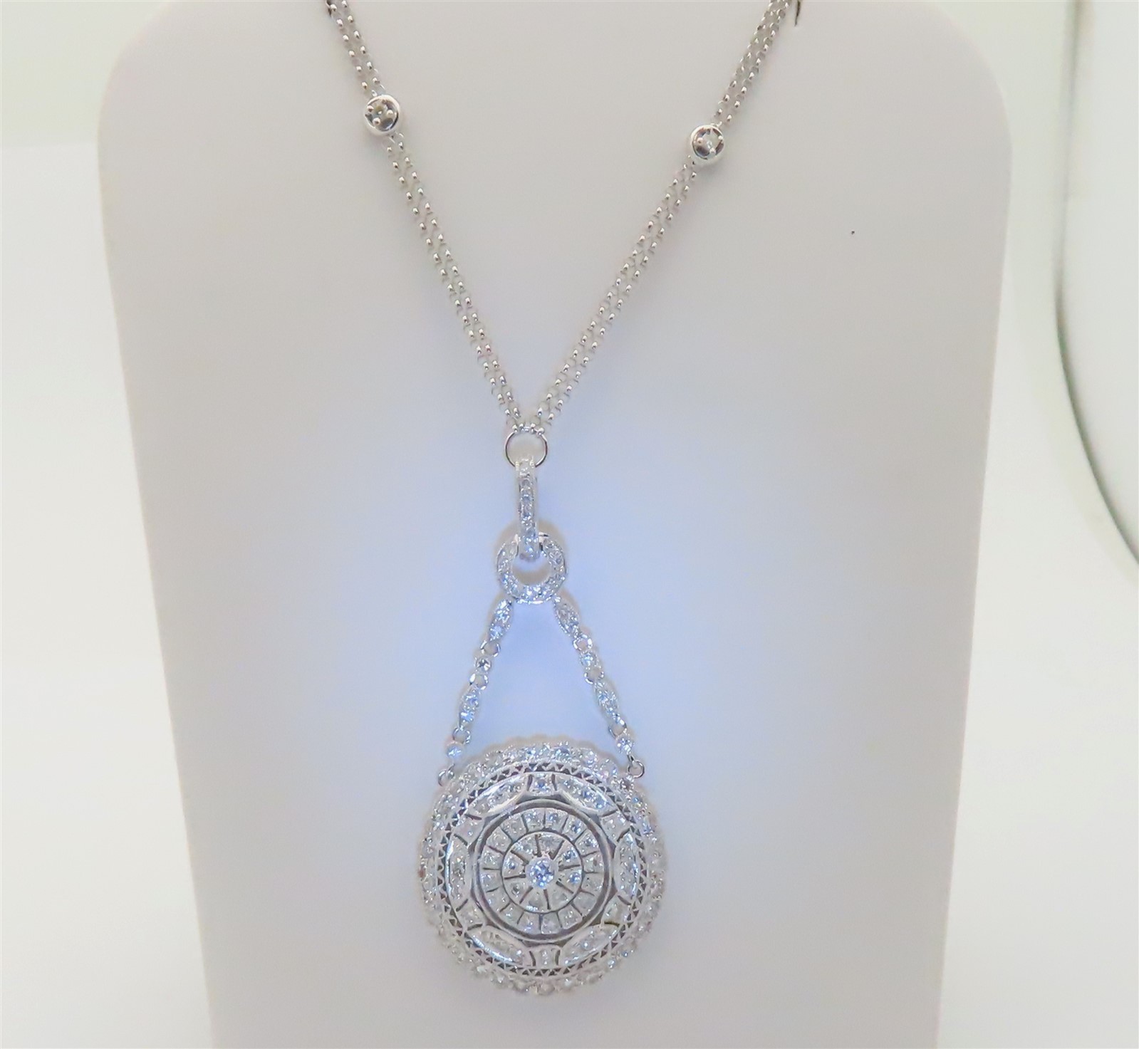 18k White Gold Diamond Necklace Bride Gift Wife Enhancer Diamonds Chain 16″ N254