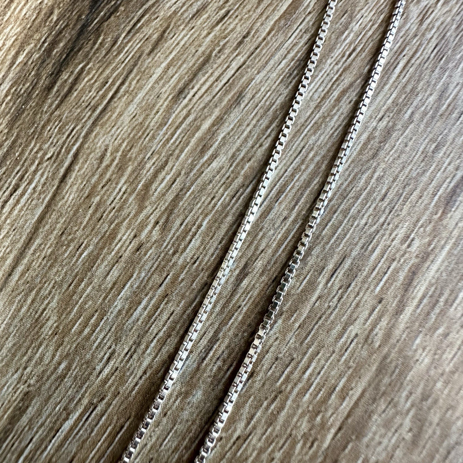 Sterling Silver Box Link Chain Necklace AGI Italy with Flower Pendant