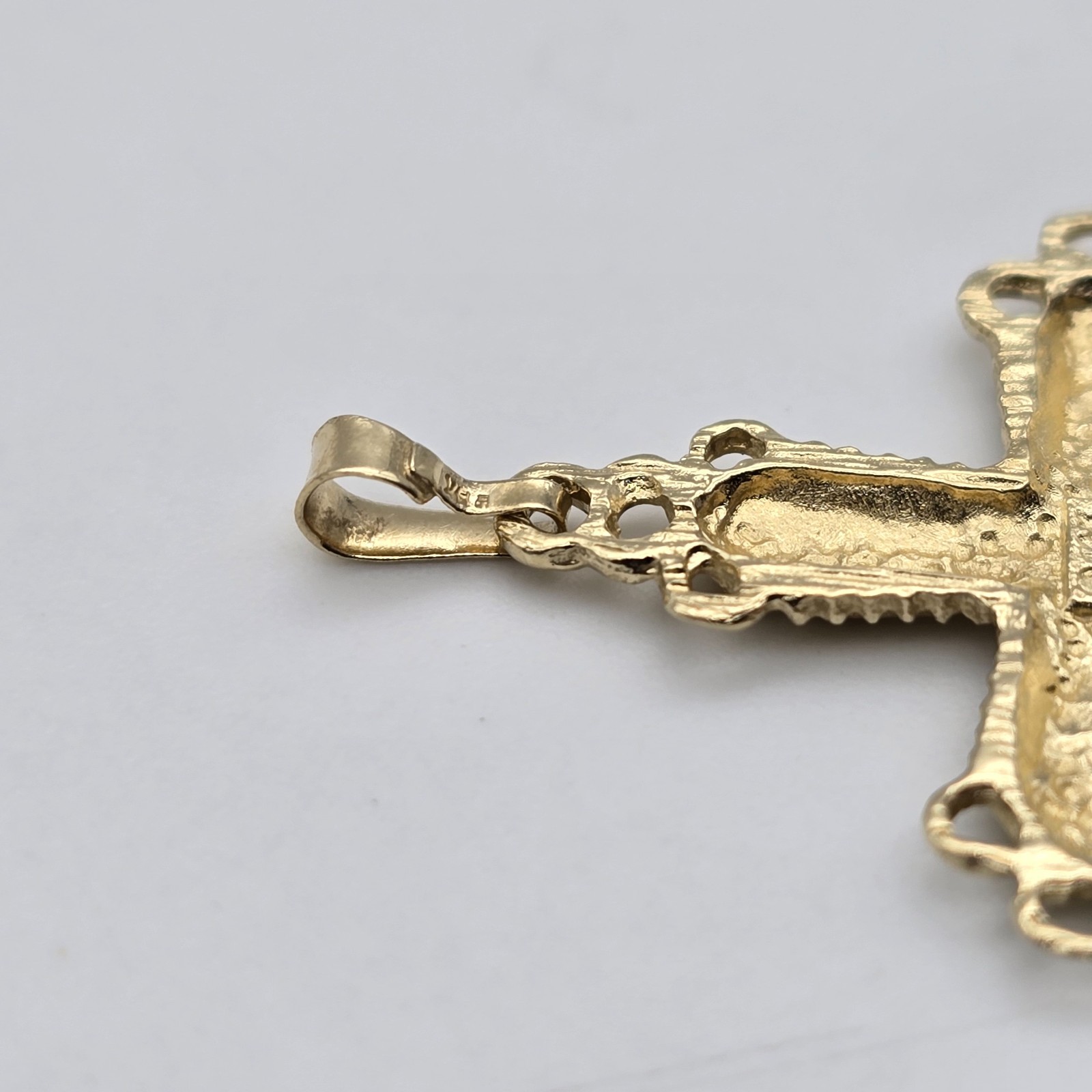 Vintage 14k Gold Diamond Cut, Religious Orthodox Cross Pendant
