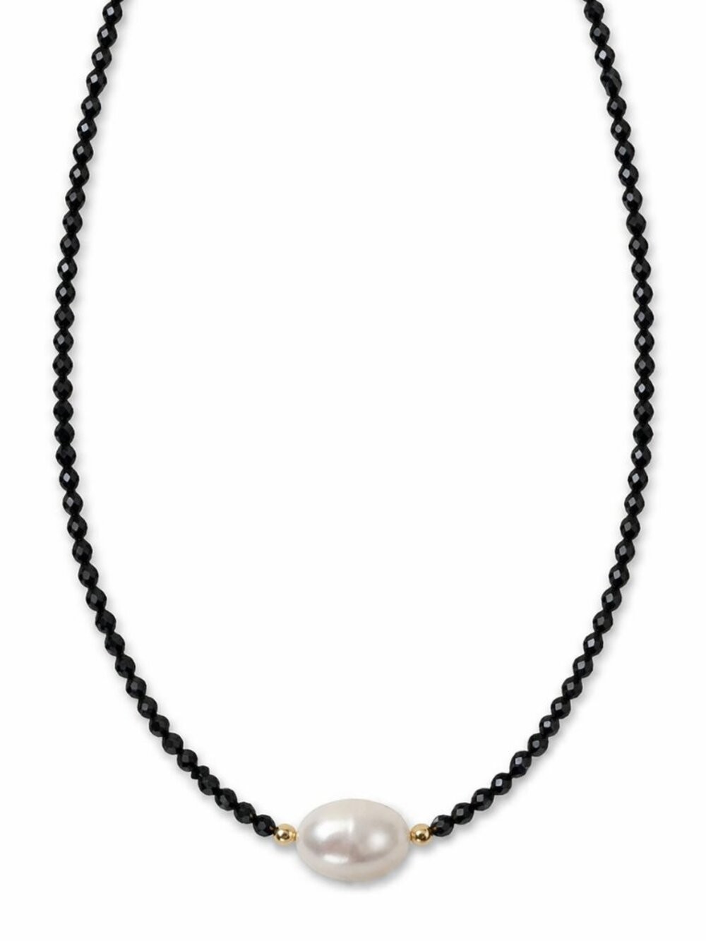 GEORG K Made In Usa 14kt Gold Black Tourmaline Pearl Necklace 17″ long