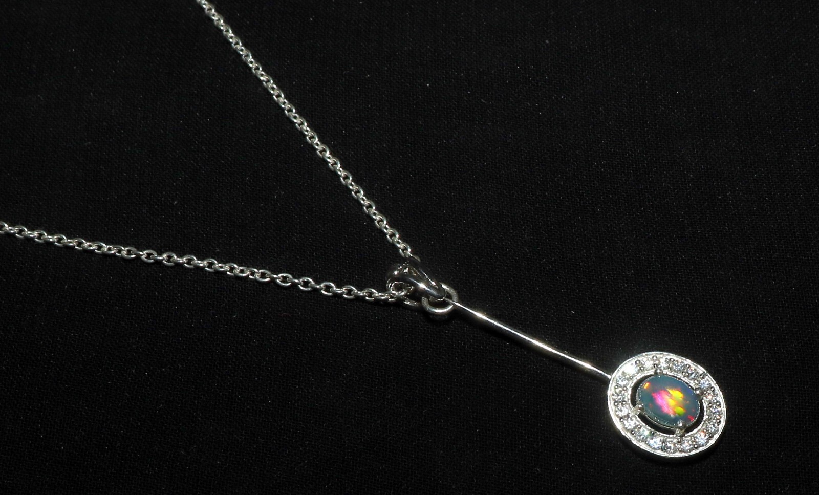 Natural Ethiopian opal pendant with sterling silver valentine gift for her 40 mm
