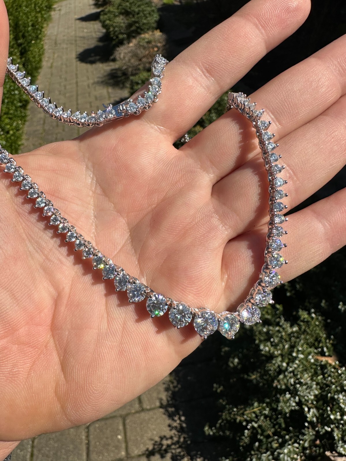 Real Iced MOISSANITE Riviera 3-7mm Graduated Tennis Chain Necklace – VVS D Color