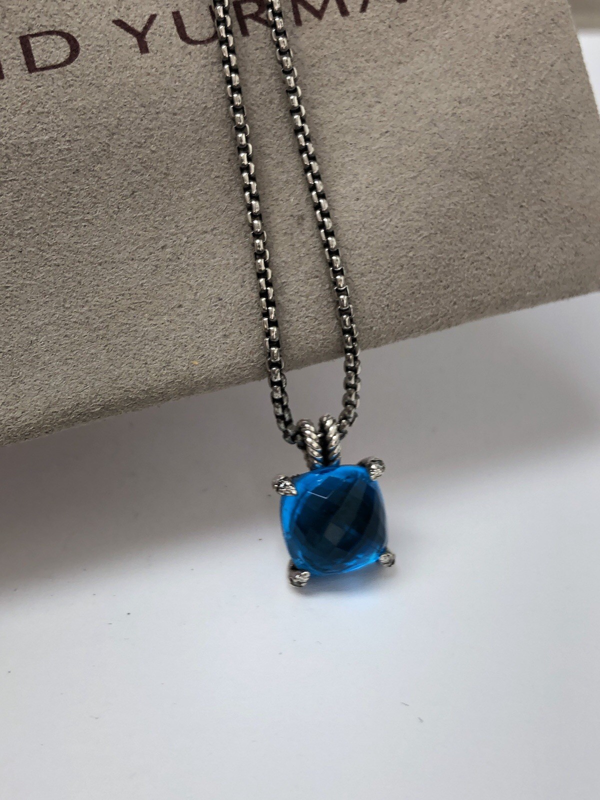 DAVID YURMAN 11mm Chatelaine Sterling Silver With Blue Topaz & Diamond Necklace