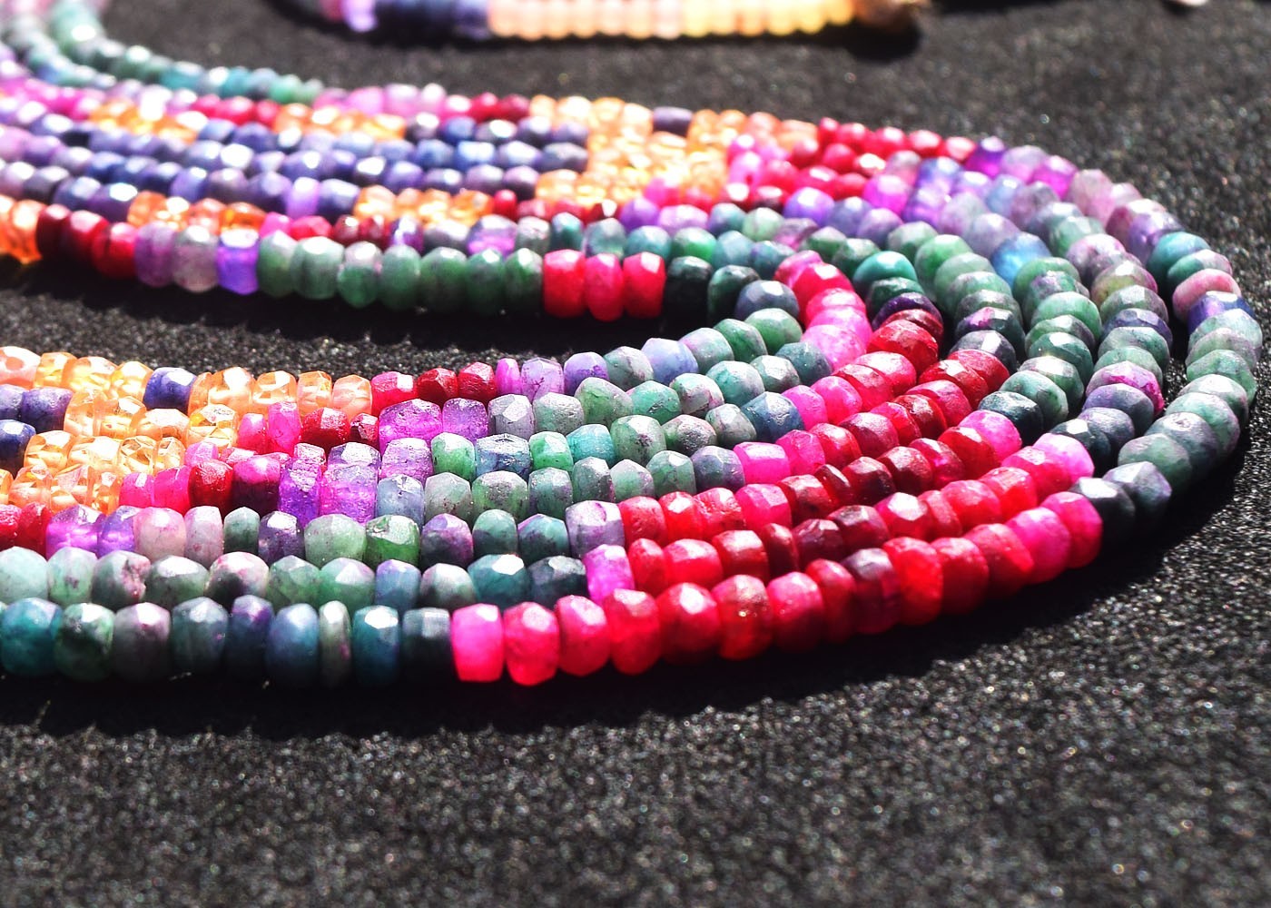 7 Strand 488.Cts Amazing Cut Ruby & Emerald Beaded Necklace Jewelery RK 26 E821