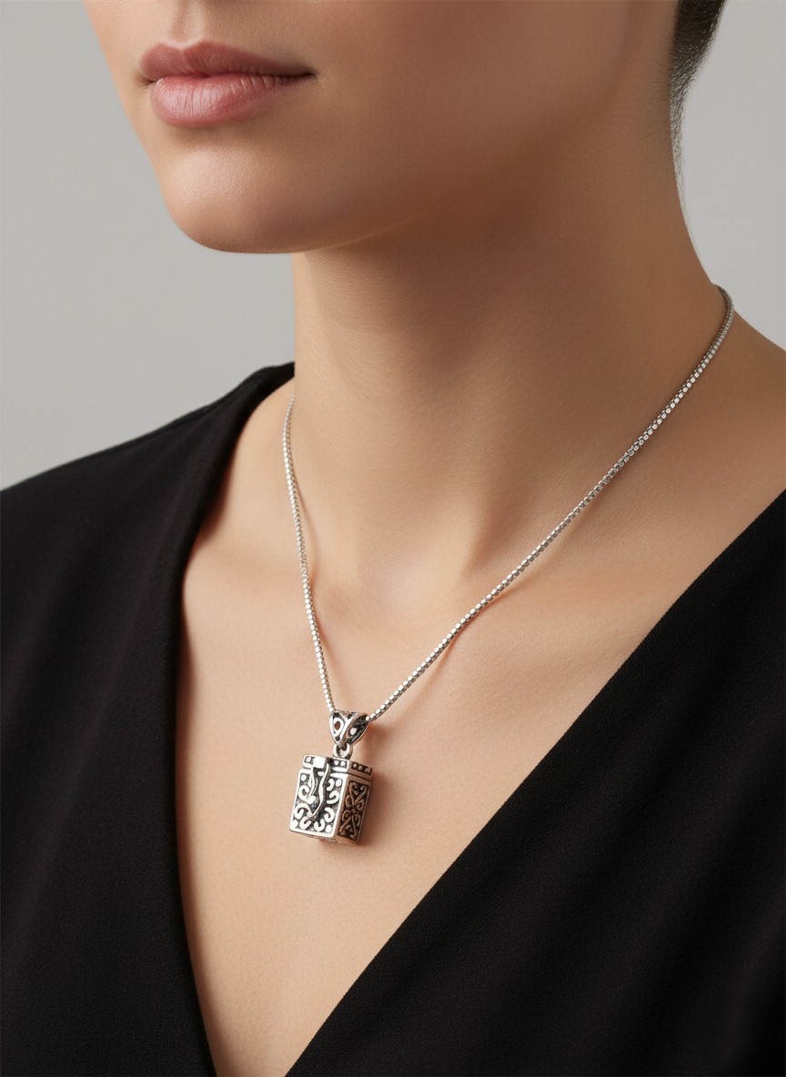 SOLID Sterling Silver Treasure Box Locket Necklace | Vintage Keepsake