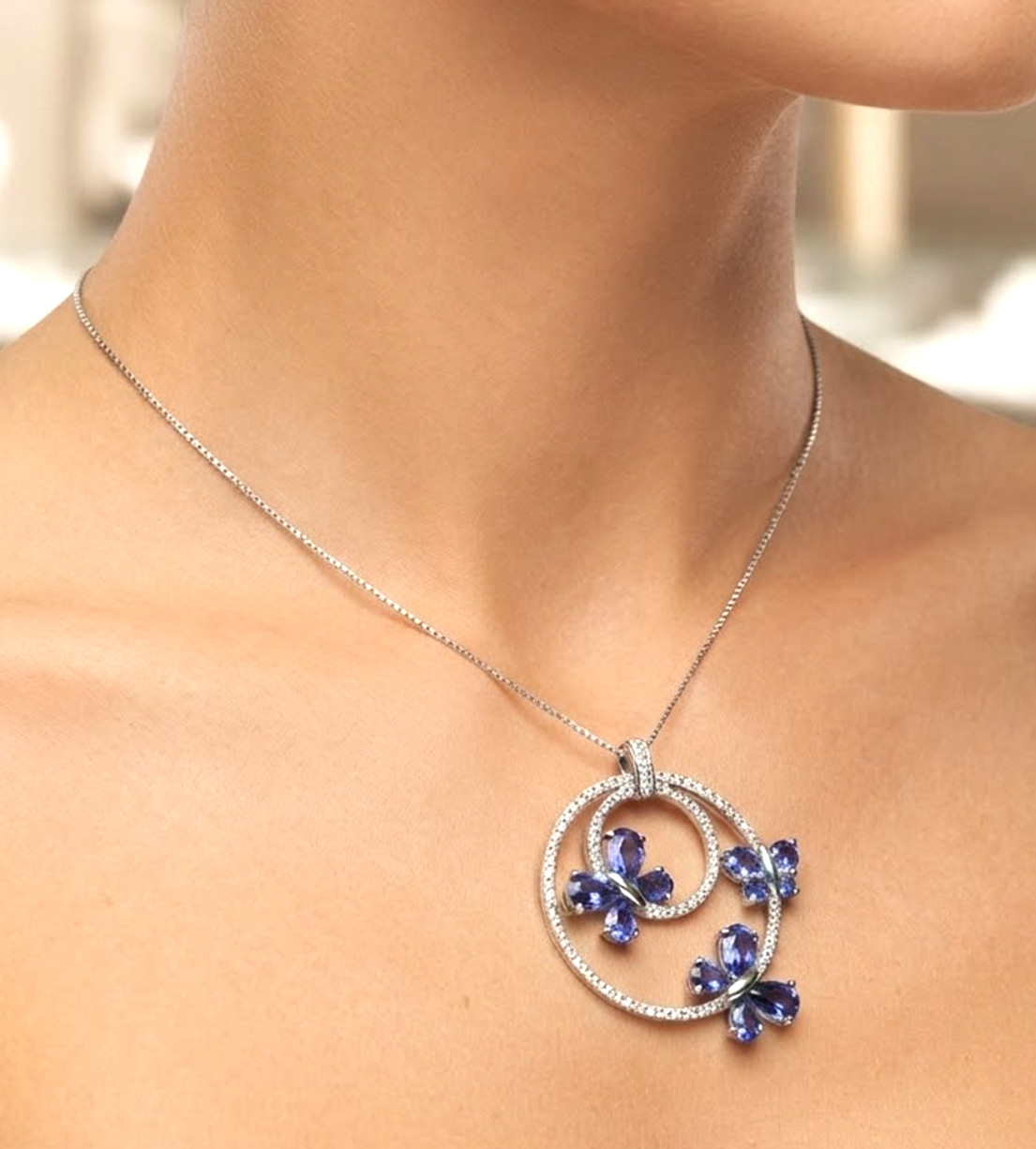 1.50ct Natural Round Diamond 14k BIS Hallmarked White Gold Sapphire Pendant