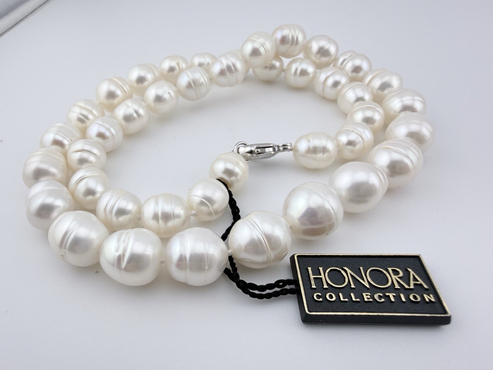 HONORA 925 WHITE CHUNKY FRESHWATER PEARL 20” BEADED NECKLACE K265E
