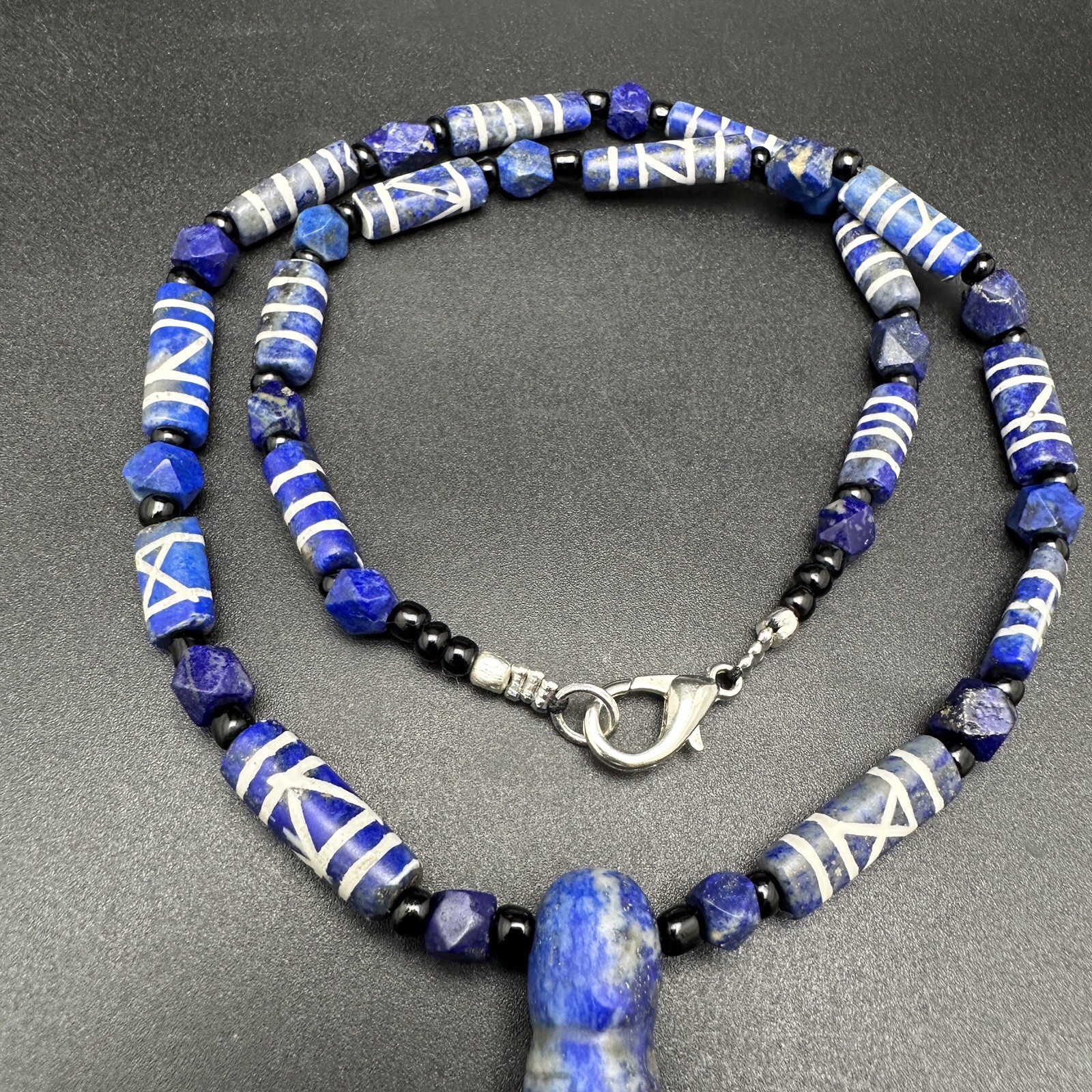 Vintage Rare Natural Lapis Lazuli Beads And Pendant Necklace Rare