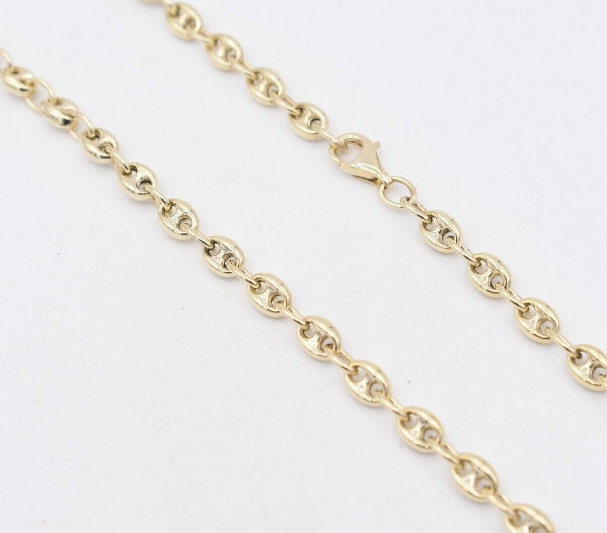 4mm Puffed Mariner Anchor Link Chain Necklace Real 14K Yellow Gold All Sizes