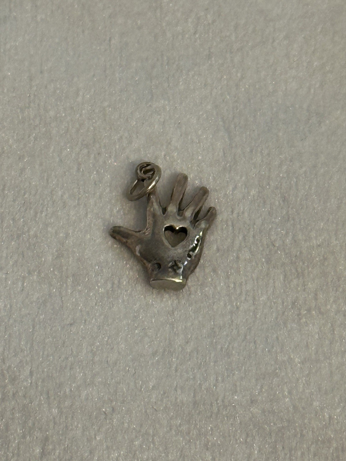 Sterling Silver 925 Hand Charm Pendant, Heart Cutout, No Stone, Silver