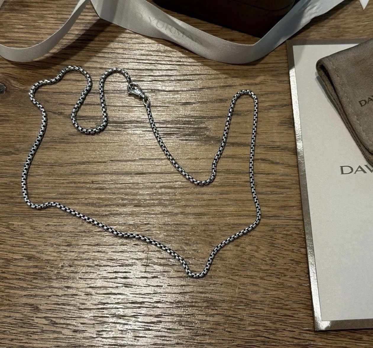 David Yurman 925 Sterling Silver 2.7mm Box Chain Necklace 22″