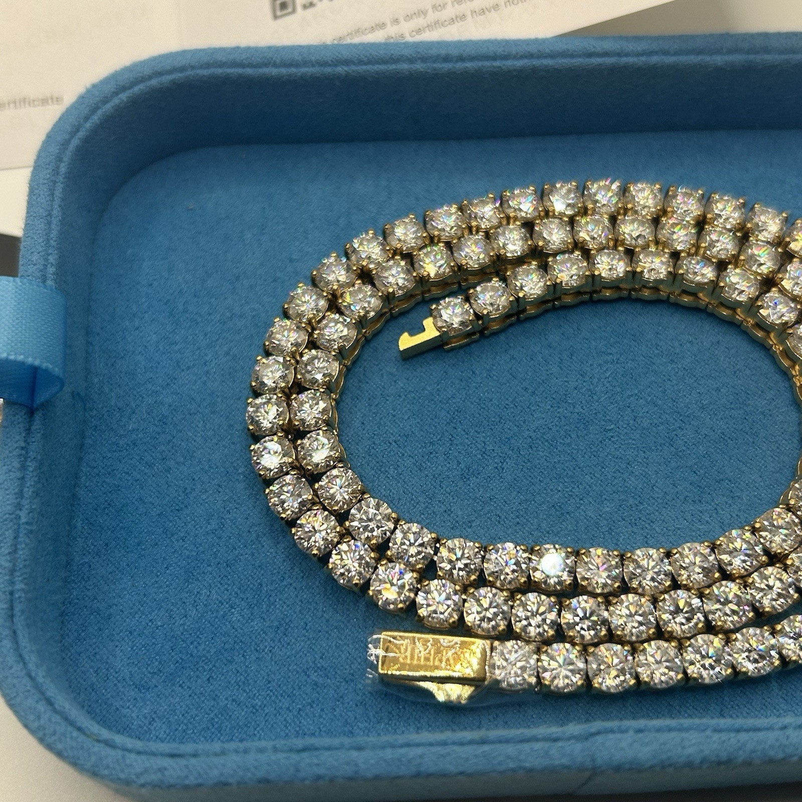 5mm Moissanite Gold Tennis Chain 22 Inch Mens GRA Certified Waterproof VVS1 Pass
