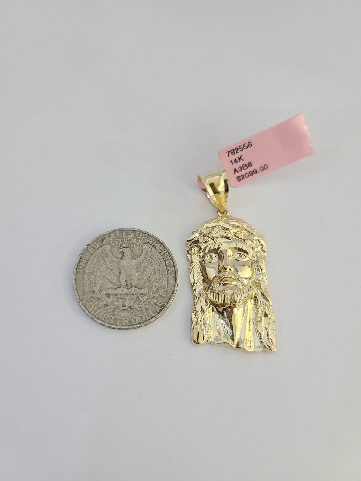 14k Jesus Head Charm Pendant REAL 14Kt Religious Yellow Gold Genuine