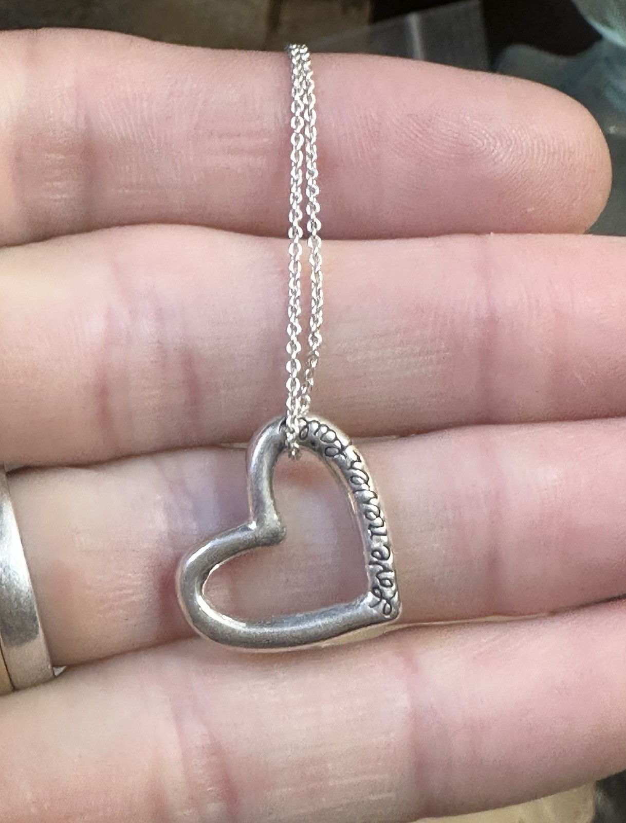 Bible 1 Cor. 13 “Love Never Fails” Heart 925 Sterling Silver Necklace 18 In