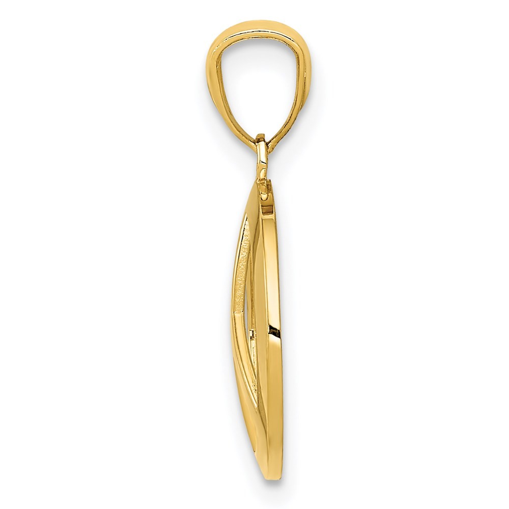 14k Yellow Gold 13mm Polished Convex Peace Symbol Pendant
