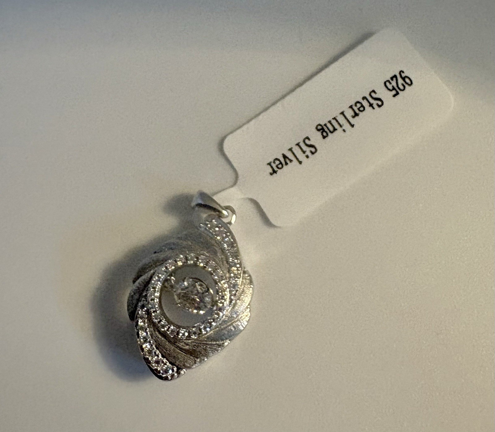 Moissanite Swirl Floating Pendant D Color 0.752 Ctw Sterling Silver Unbranded