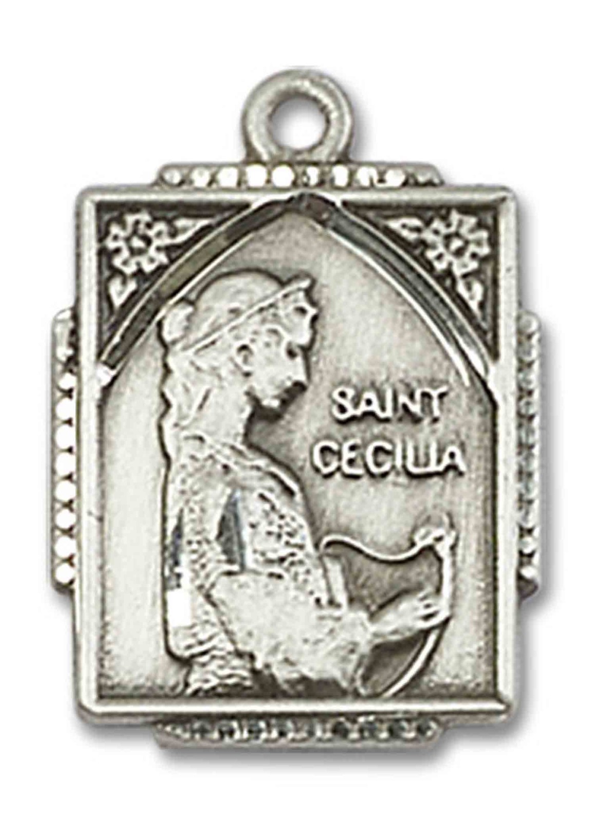 Sterling Silver St Cecilia Musicians Medal Pendant Necklace 18″ Chain GIft Box