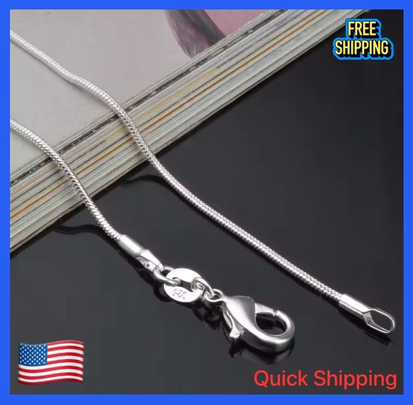 Chain Silver Necklace Rope Sterling Italian 16-30in Unisex Women Stainless Steel