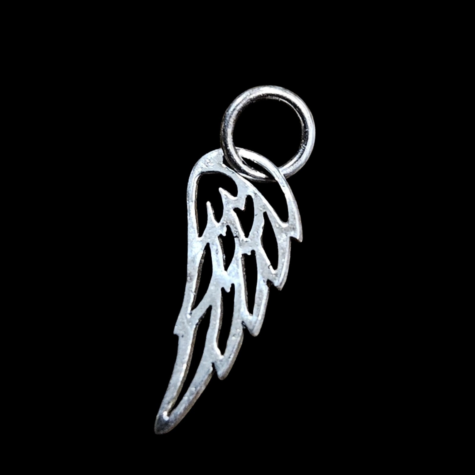 925 Sterling Silver Angel Wing Charm Pendant Small Openwork Feather