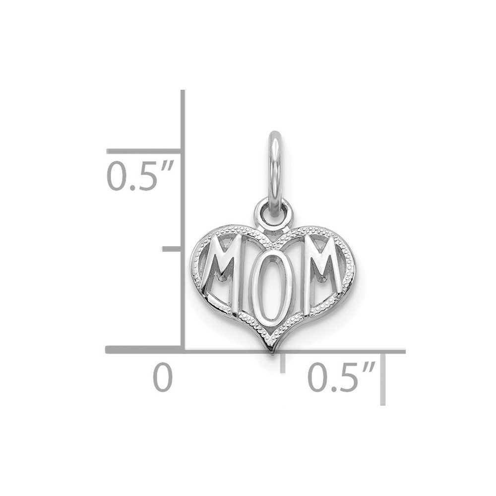 10K White Gold Mom Charm Pendant 0.45gm L-15 mm, W-10 mm