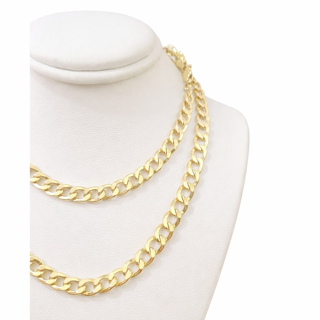 Real 14k Yellow Gold Cuban Curb Link Chain Necklace 7mm 24 Inch Men