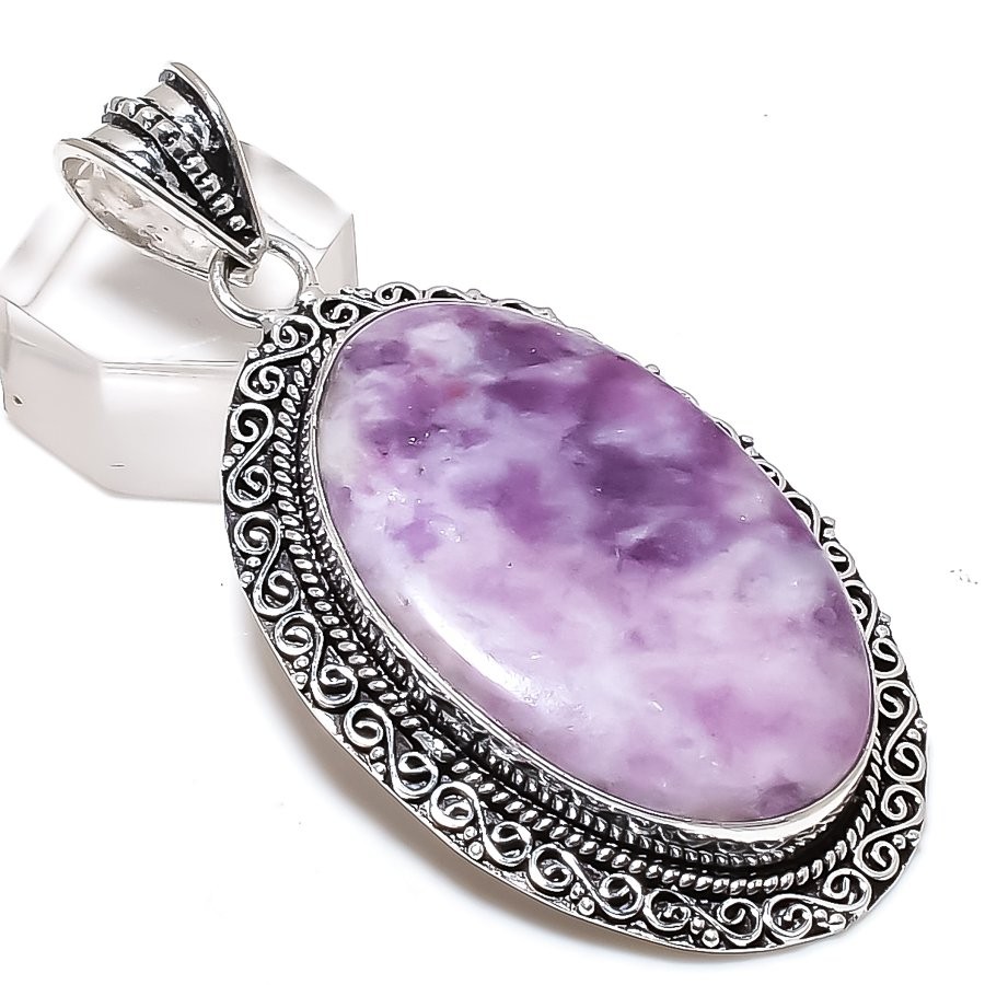 Lepidolite Gemstone 925 Sterling Silver Jewelry Pendant 2.68″ X-Mas Gift h611