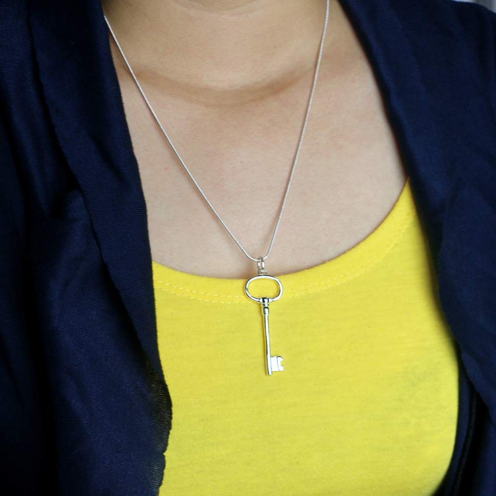 Classic female original silver necklace 925 silver key pendant necklace minim…