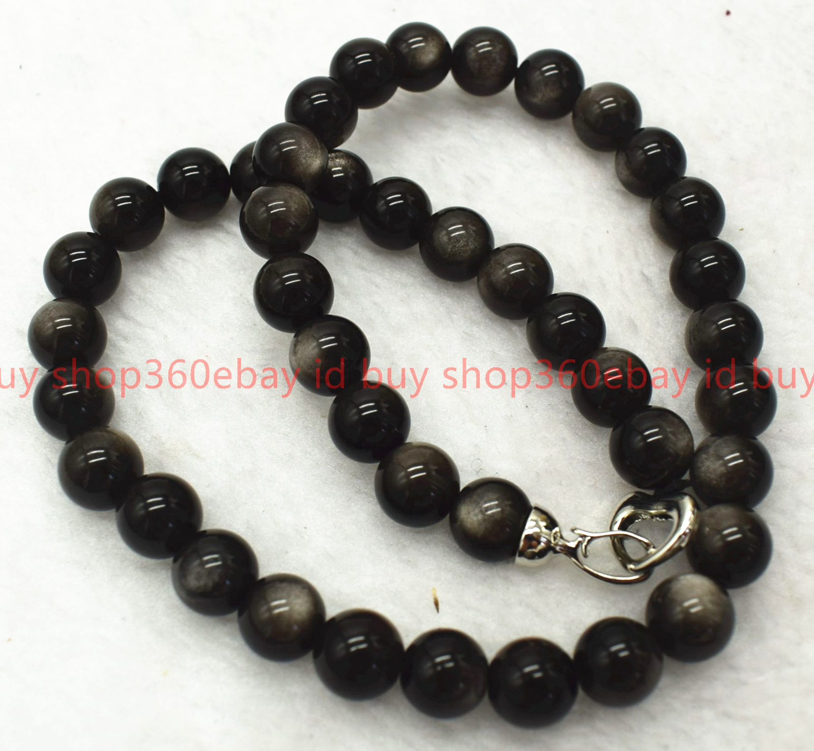 Genuine Natural 8/10/12mm Silver Obsidian gemstone Round Beads necklace 16-28in